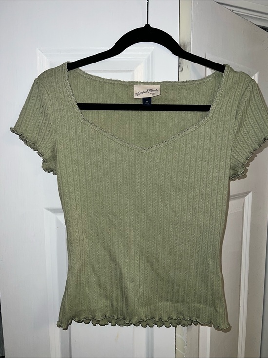 Universal Thread Tops - Universal Thread Sage Green Ribbed Scoop Neck Crop Top